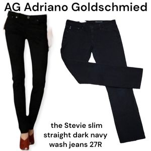 AG Adriano Goldschmied the Stevie slim straight dark navy wash jeans women's 27